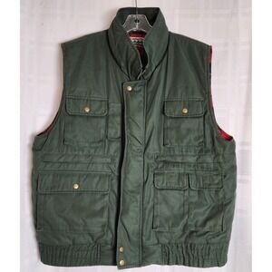 Timber Trail Men's Green Plaid Lined‎ Quilted Vest Size L